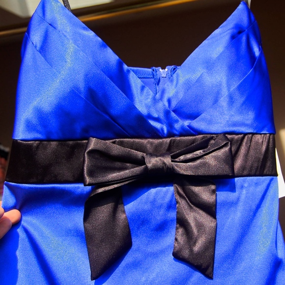Ruby Rox Cobalt & Black Satin Party Dress NWT Sz 9 - Picture 6 of 8